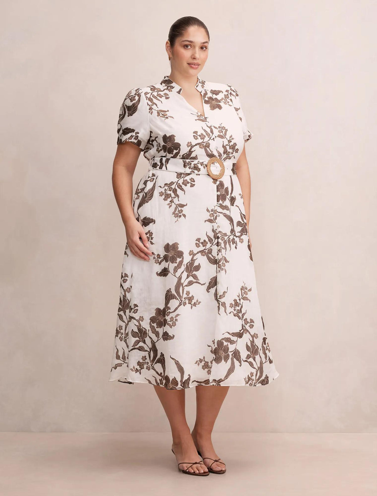 Bree Curve Shirt Midi Dress Light Mei Floral