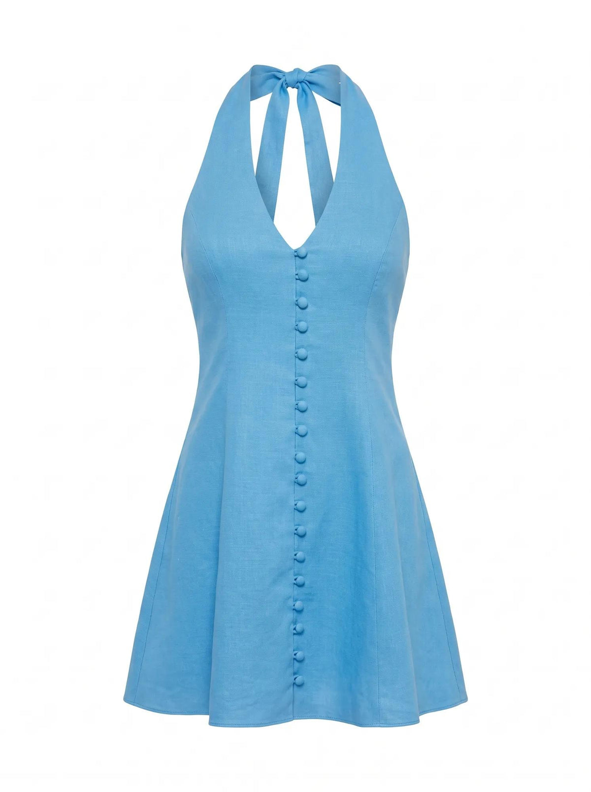 Ina Button Front Halter Mini Dress Blue Lemonade_mannequin