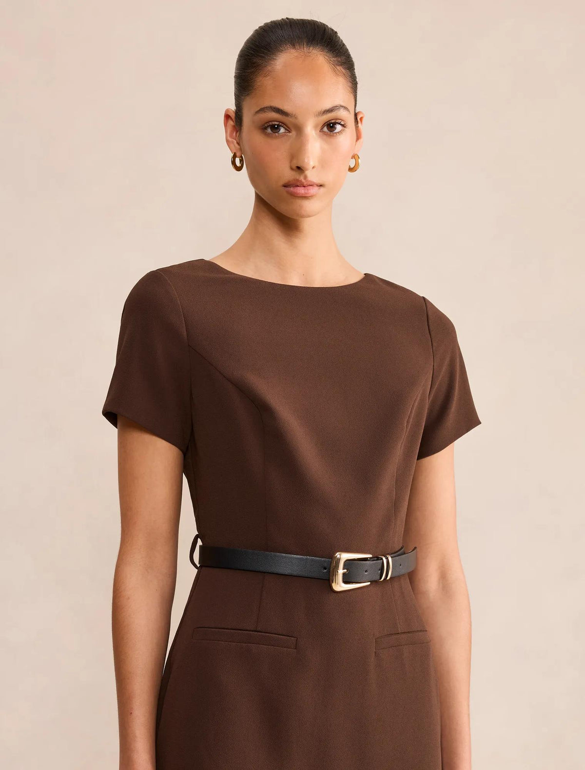 Georgina Knee Length Midi Dress Chocolate