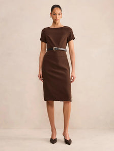 Georgina Knee Length Midi Dress Chocolate