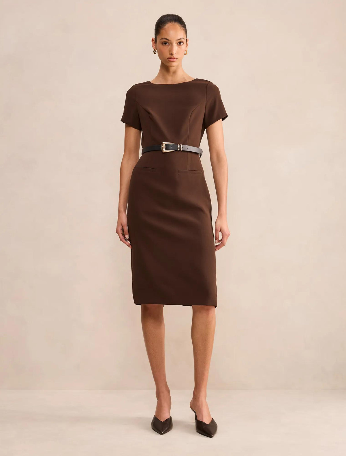 Georgina Knee Length Midi Dress Chocolate