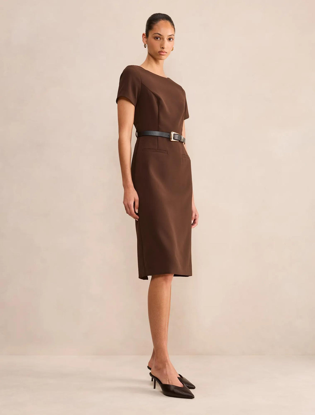 Georgina Knee Length Midi Dress Chocolate