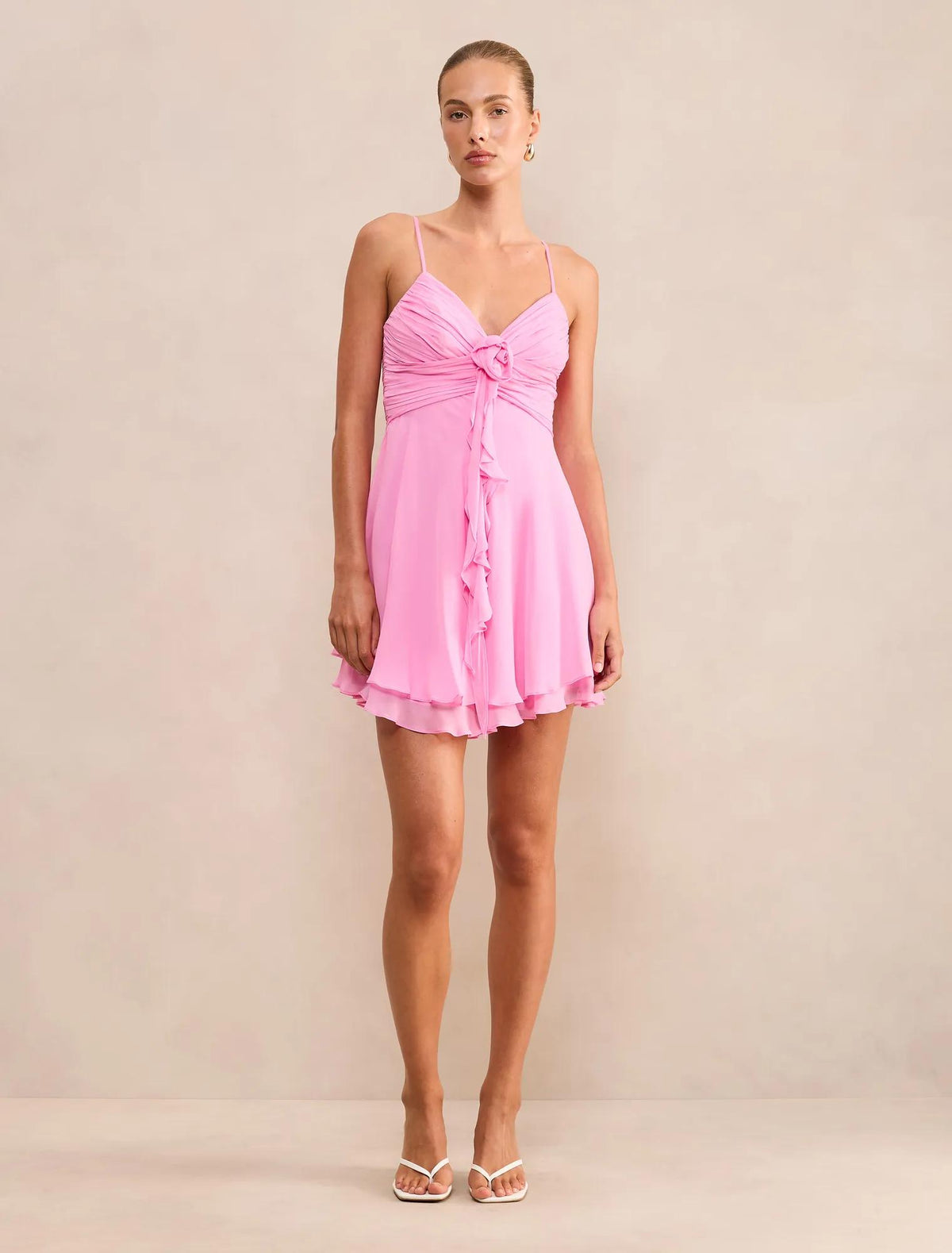 Billie Rosette Mini Dress BonBon Pink