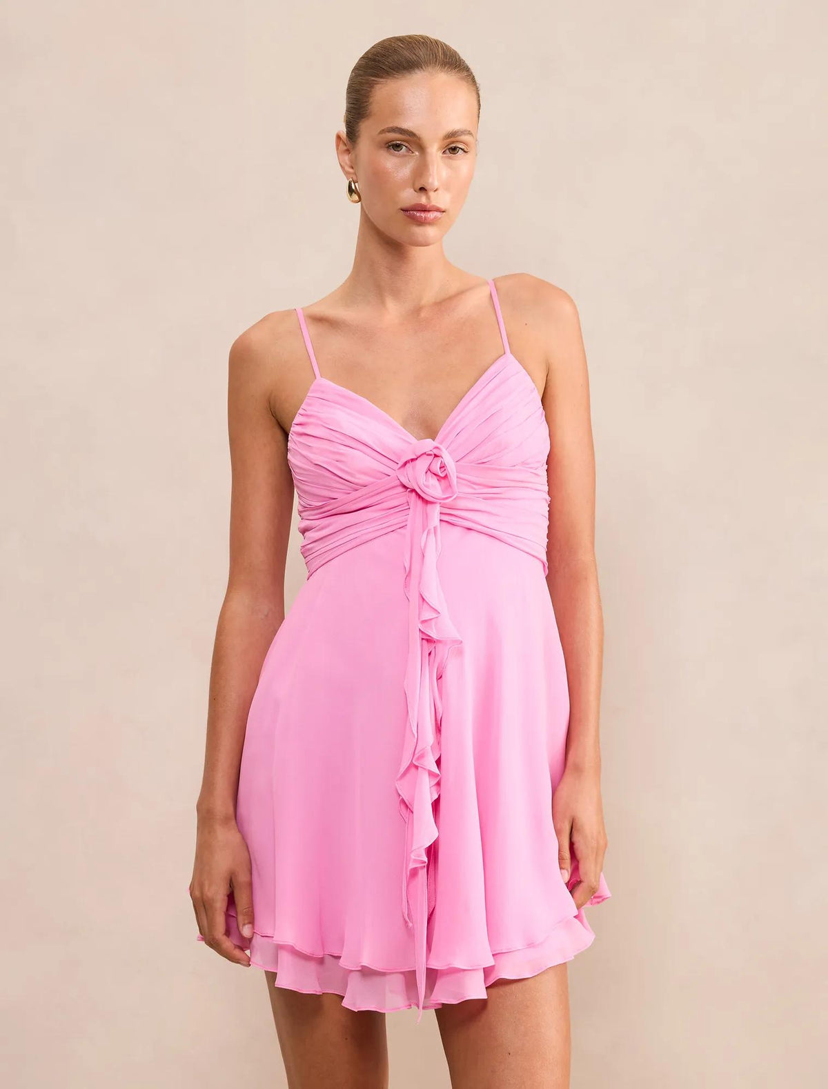 Billie Rosette Mini Dress BonBon Pink
