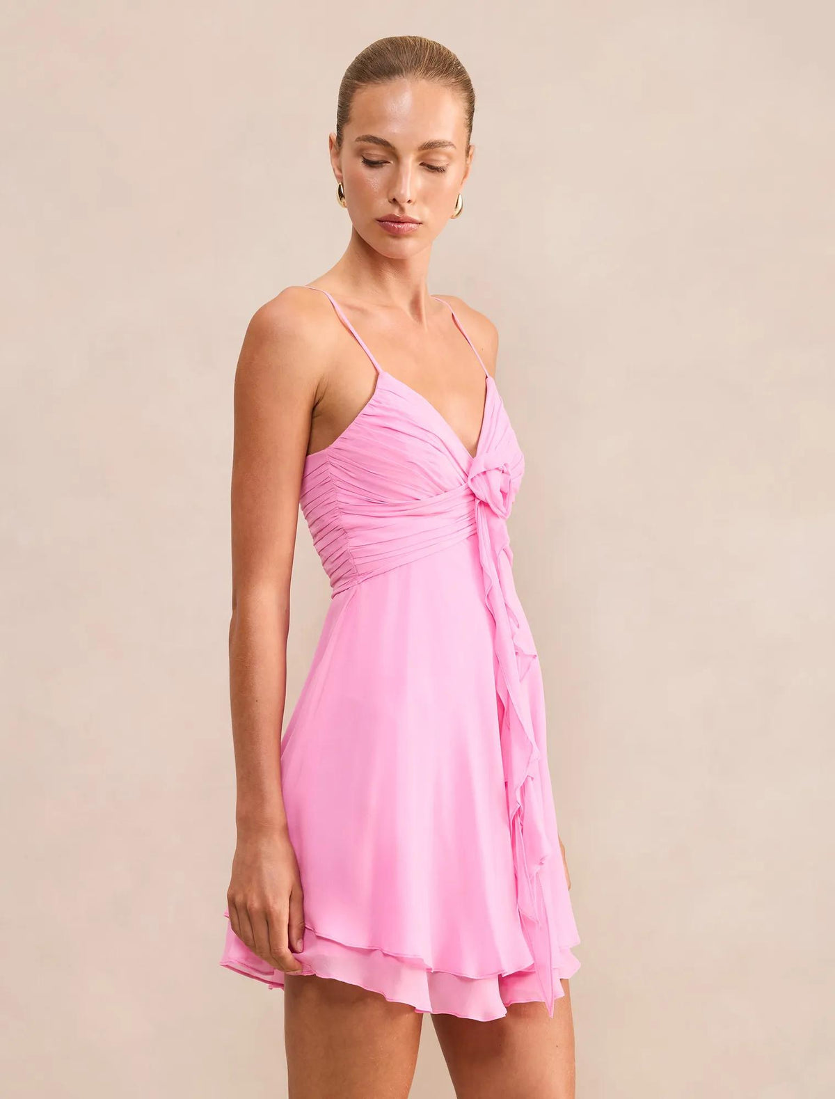 Billie Rosette Mini Dress BonBon Pink