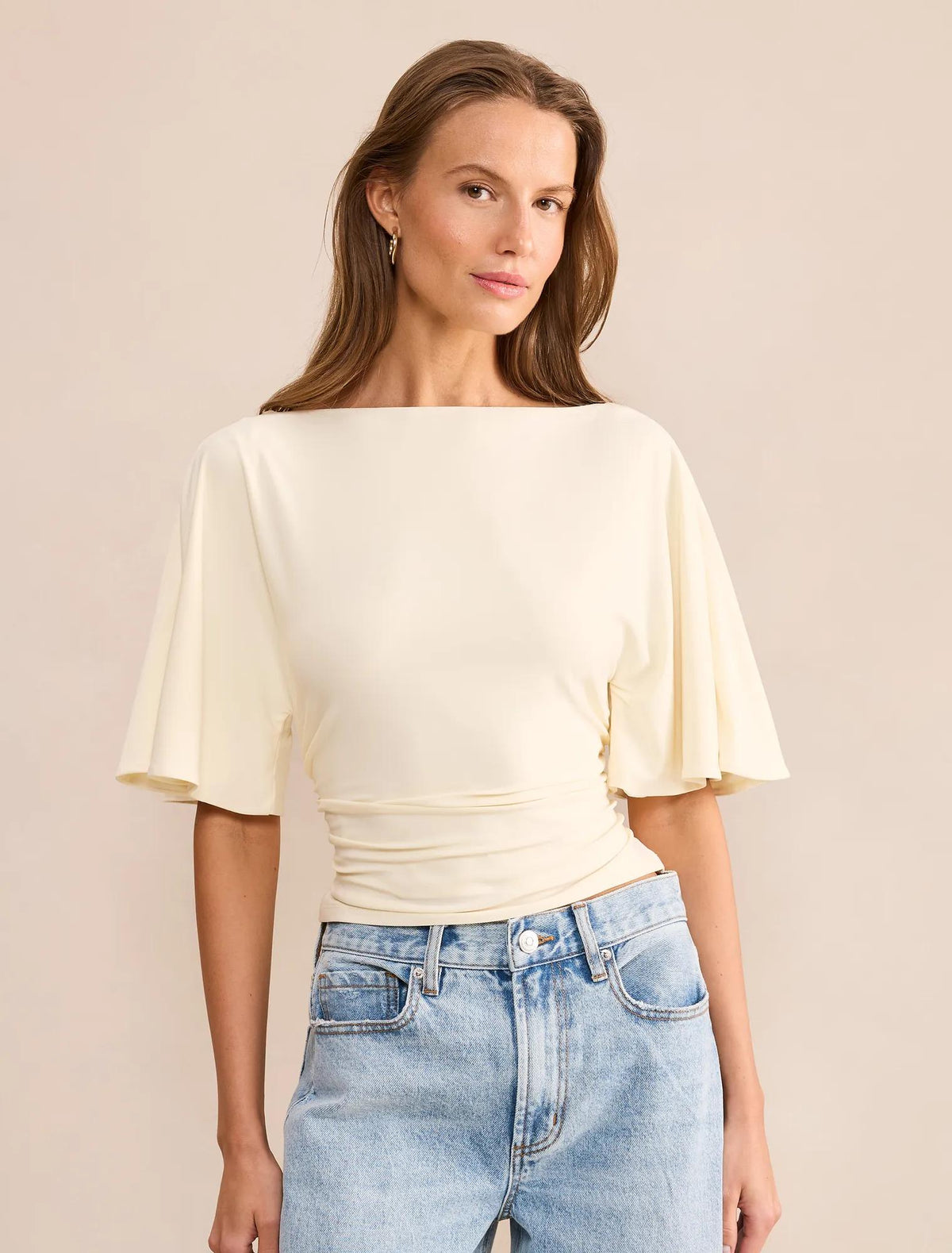 Paige Flutter Sleeve Tie Back Top Buttercup