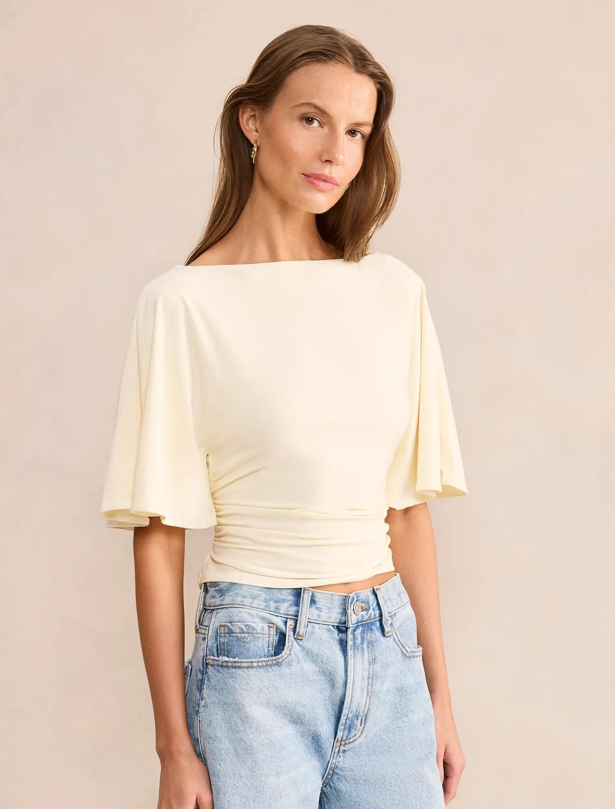 Paige Flutter Sleeve Tie Back Top Buttercup