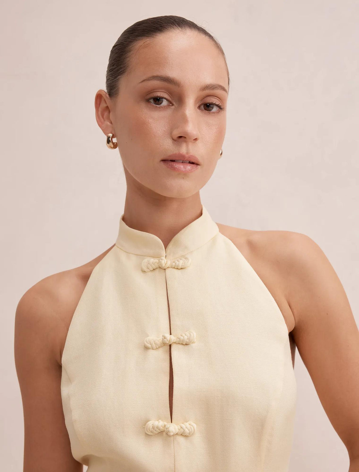 Isla Petite Halter Top Butter Yellow Co-ord