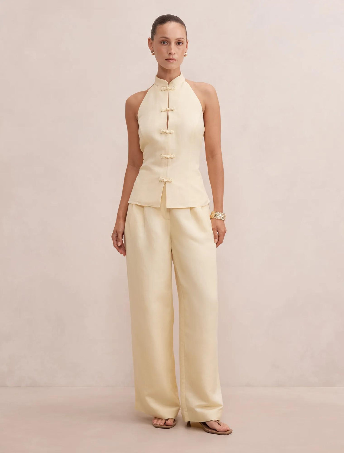 Isla Petite Halter Top Butter Yellow Co-ord
