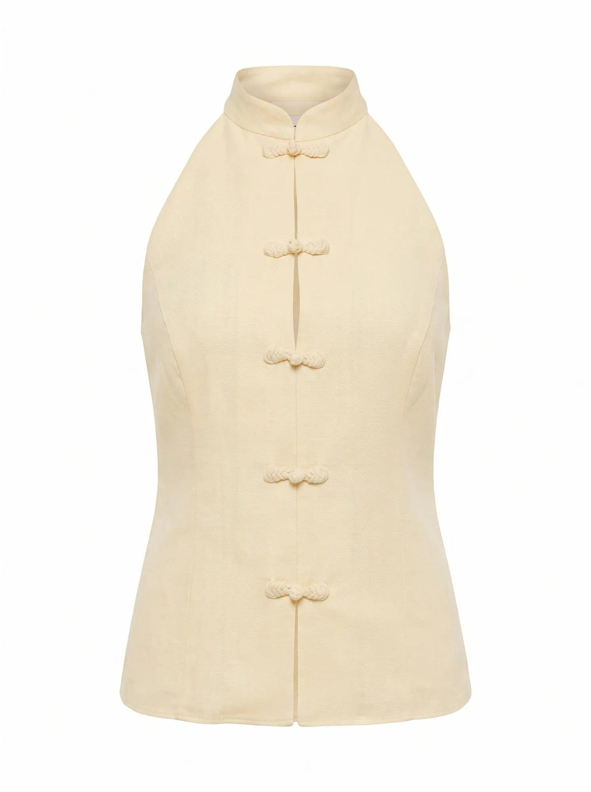 Isla Petite Halter Top Butter Yellow Co-ord_mannequin