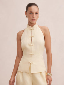 Isla Petite Halter Top Butter Yellow Co-ord