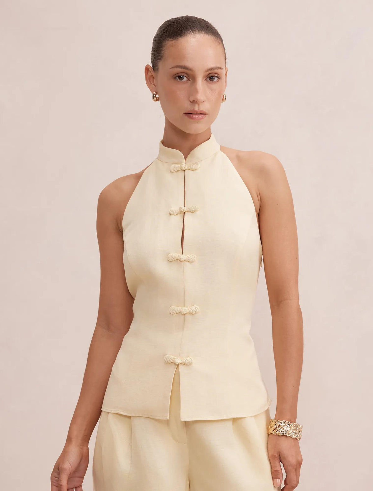 Isla Petite Halter Top Butter Yellow Co-ord