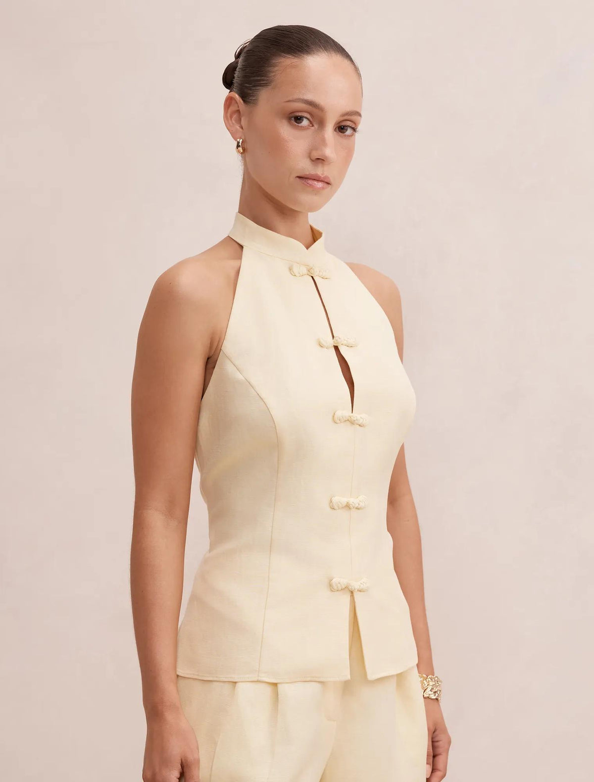 Isla Petite Halter Top Butter Yellow Co-ord