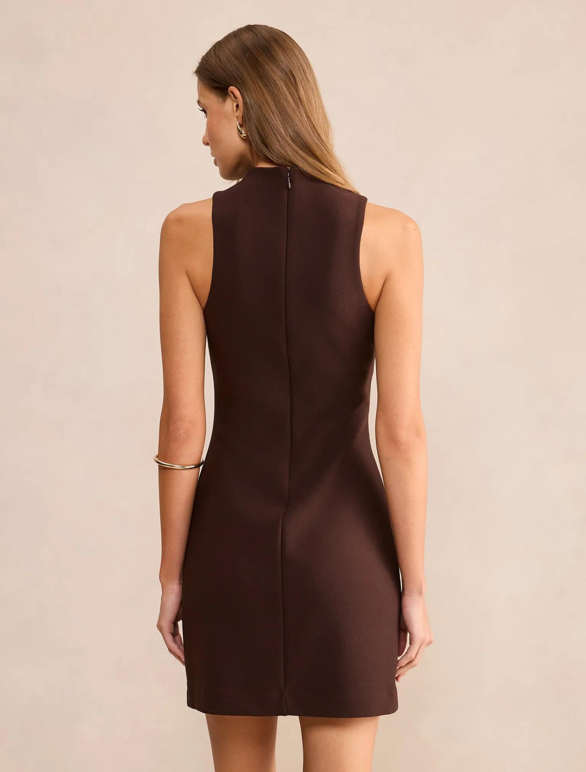 Jordyn Crepe Mini Dress Chocolate