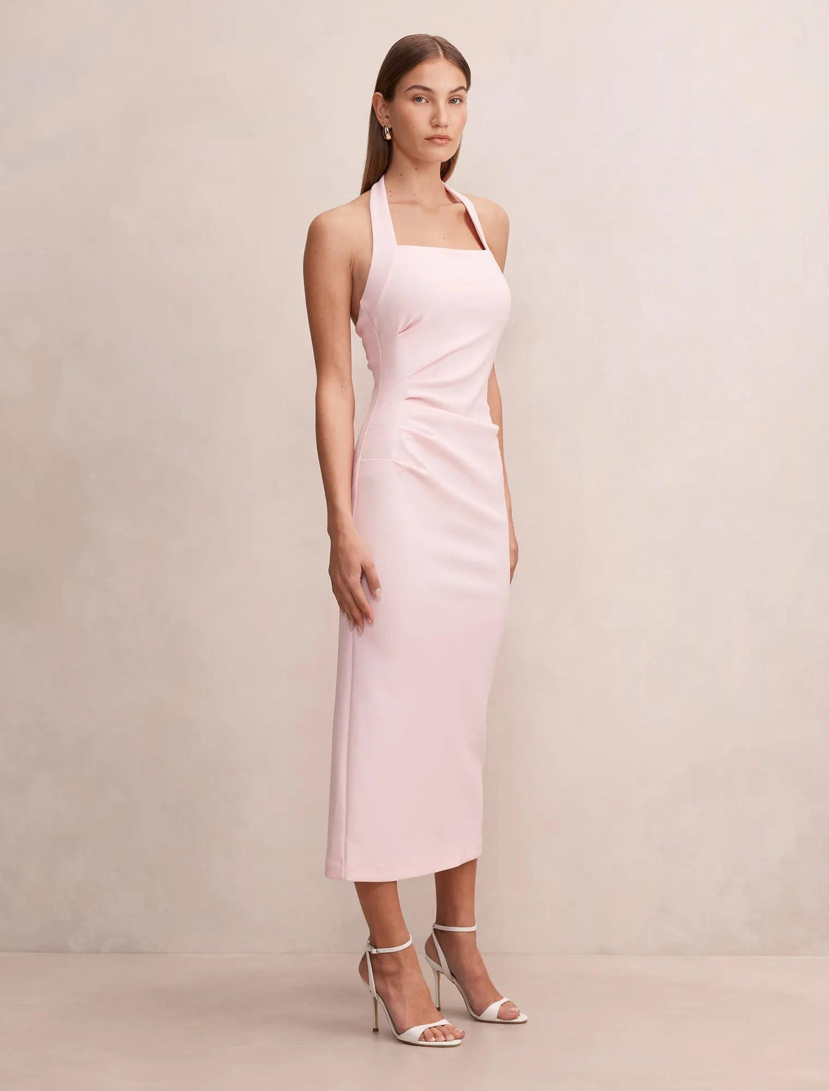 Georgie Halter Ruched Bodycon Dress Cherry Blossom