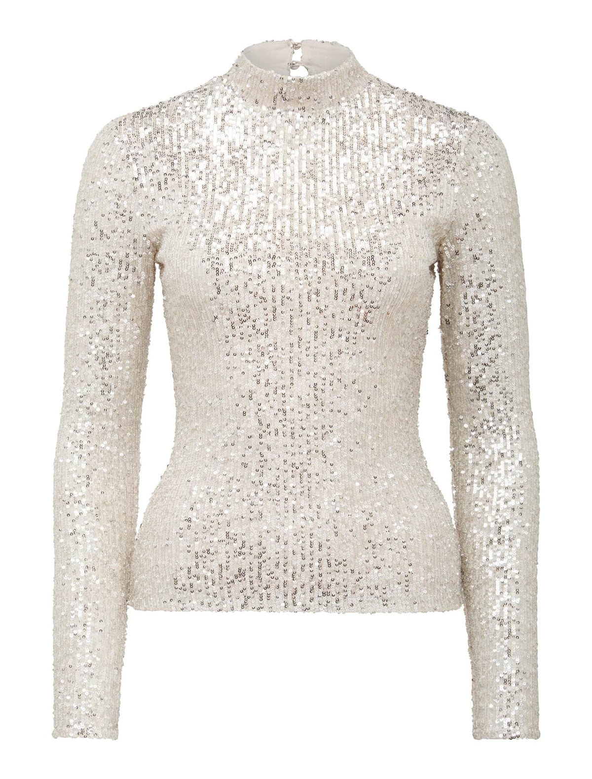Sierra Sequin Turtleneck Top Champagne_mannequin