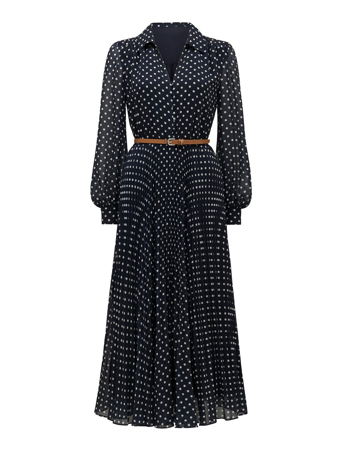 Antonella Pleated Shirt Midi Dress Canterbury Spot_mannequin
