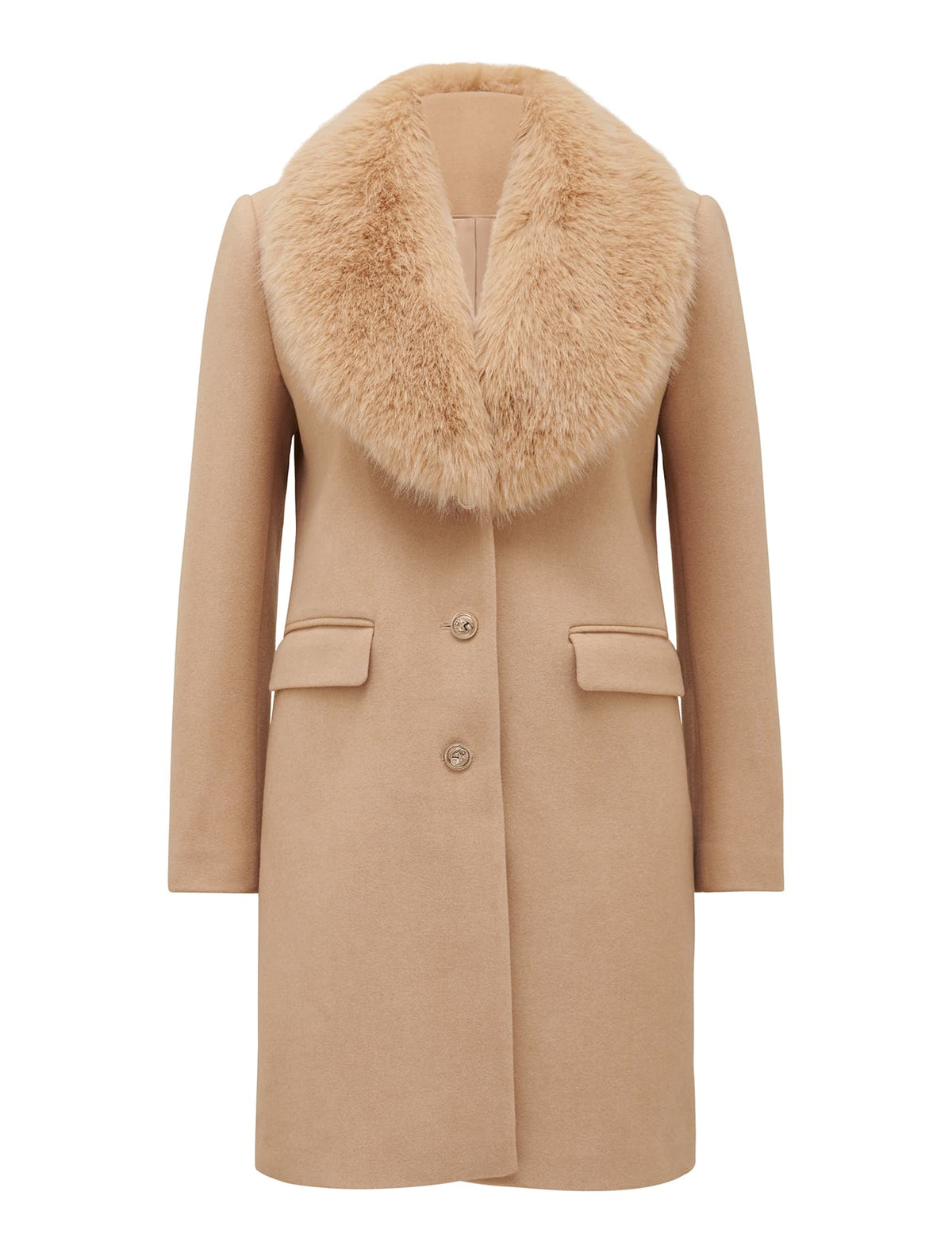 Lucinda Short Fur Collar Coat Camel_mannequin