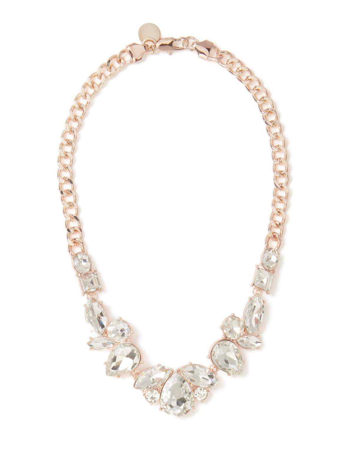 Signature Klara Stone & Chain Necklace Rose Gold & Crystal_mannequin