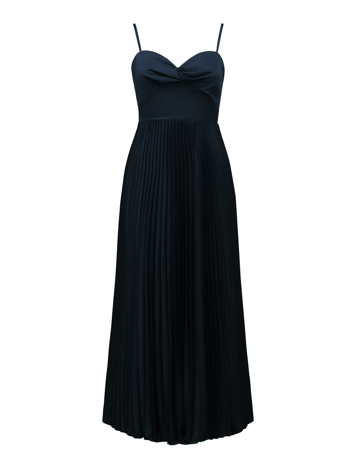 Chloe Pleated Midi Dress Deep Navy_mannequin
