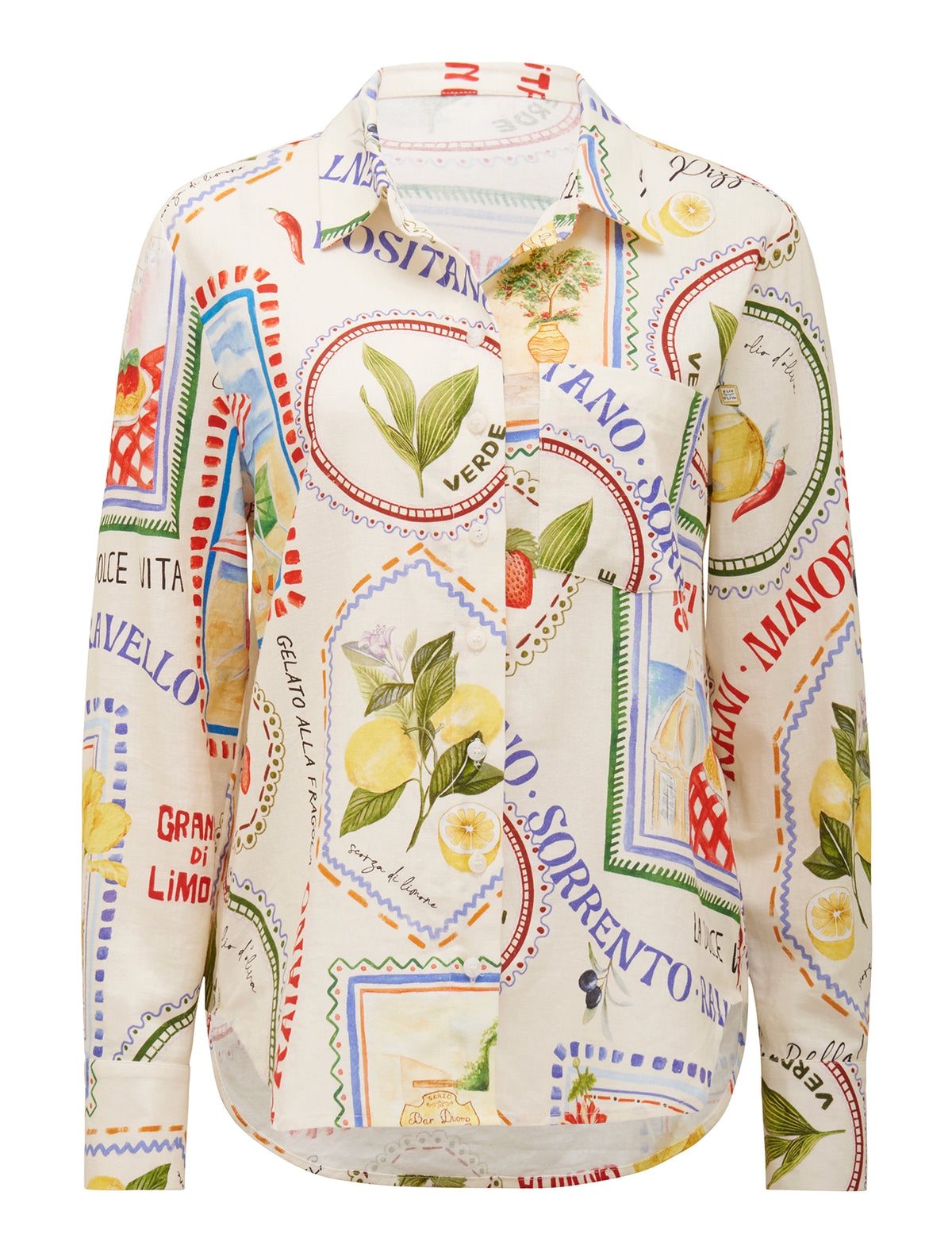 Lydia Oversized Linen Shirt Amalfi Postcards Co-ord_mannequin