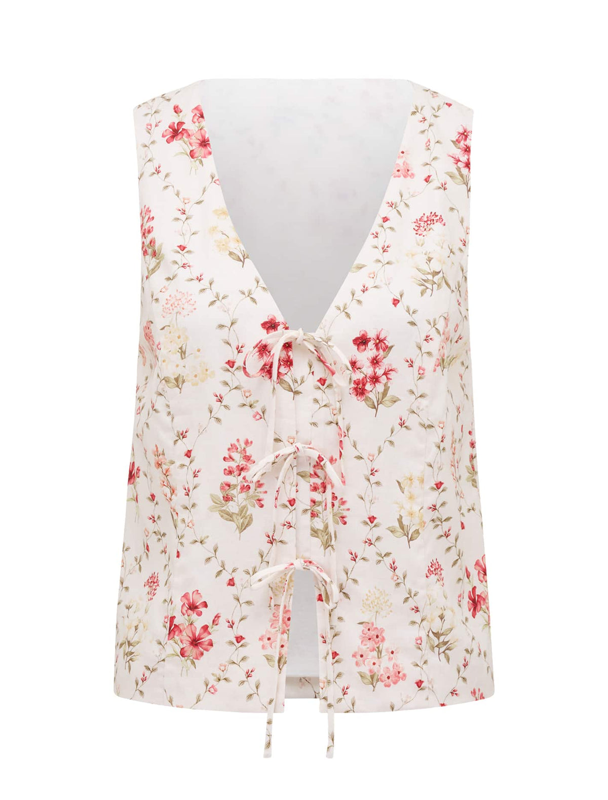 Erin Tie Front Waistcoat Garden Trellis Co-ord_mannequin