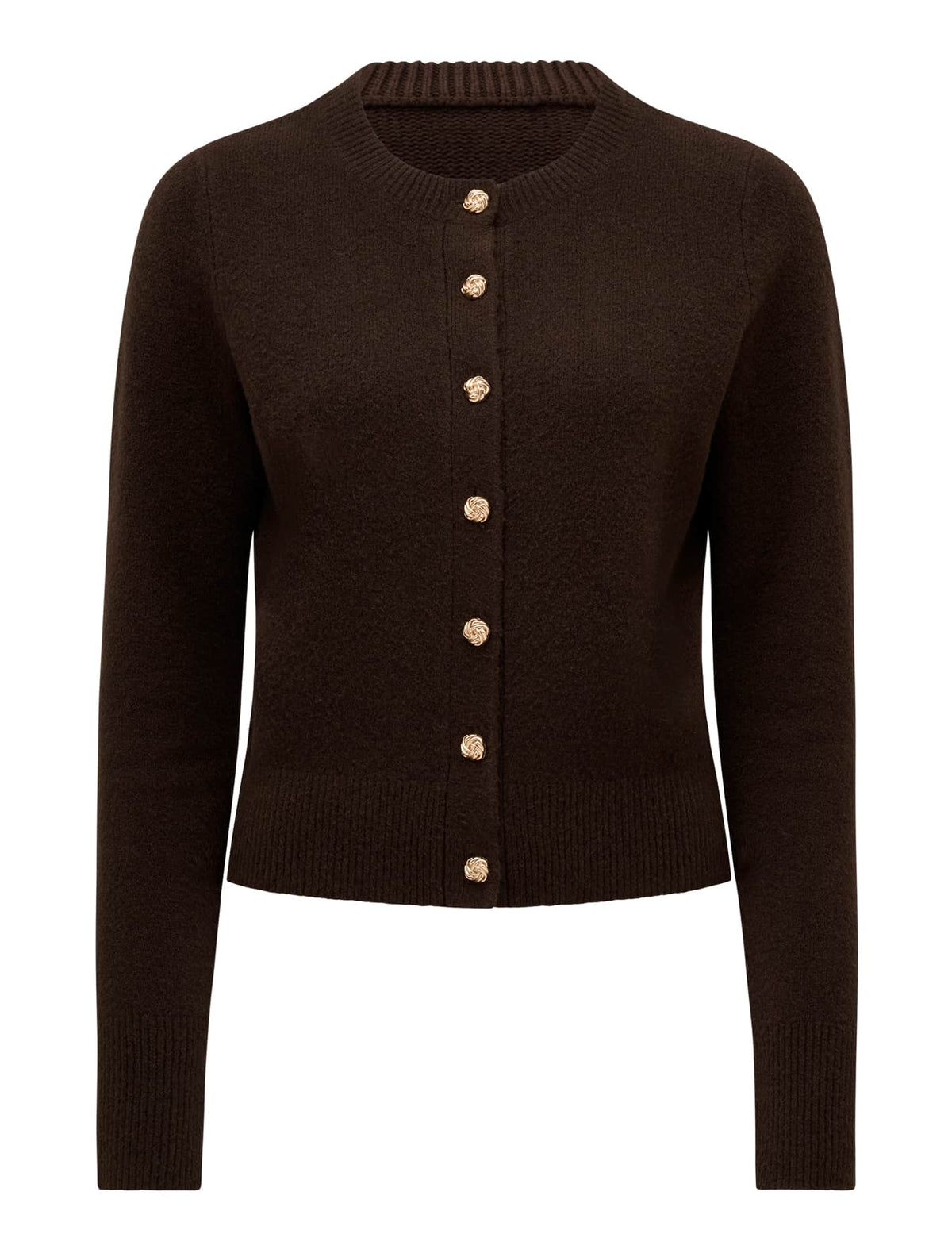 May Crew Neck Cardigan Chocolate_mannequin