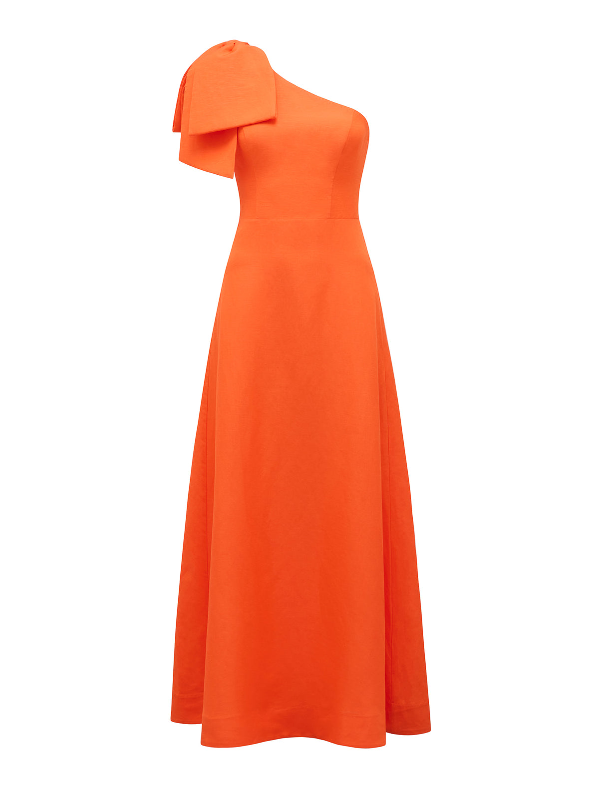 Danni Asymmetrical Bow Midi Dress Orange Fire_mannequin