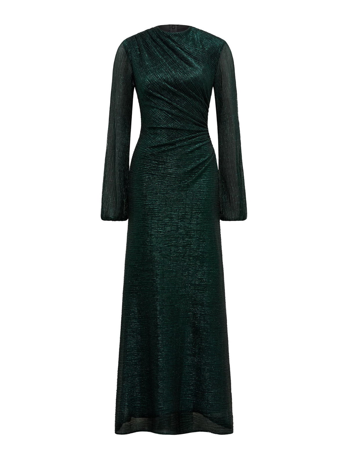 Kristen Long Sleeve Plisse Maxi Dress Emerald Green_mannequin