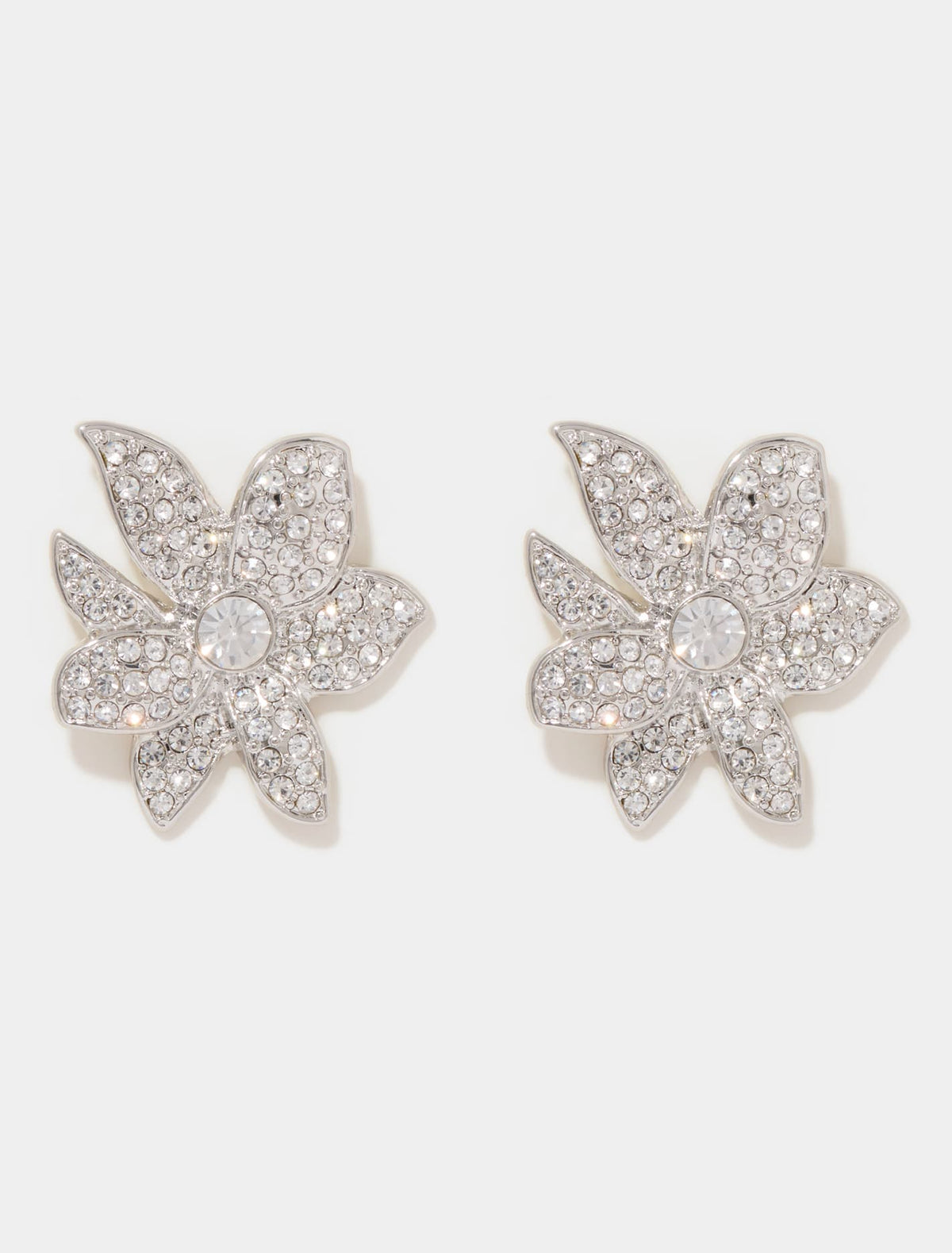 Ida Statement Crystal Flower Earrings Silver/ Crystal_mannequin
