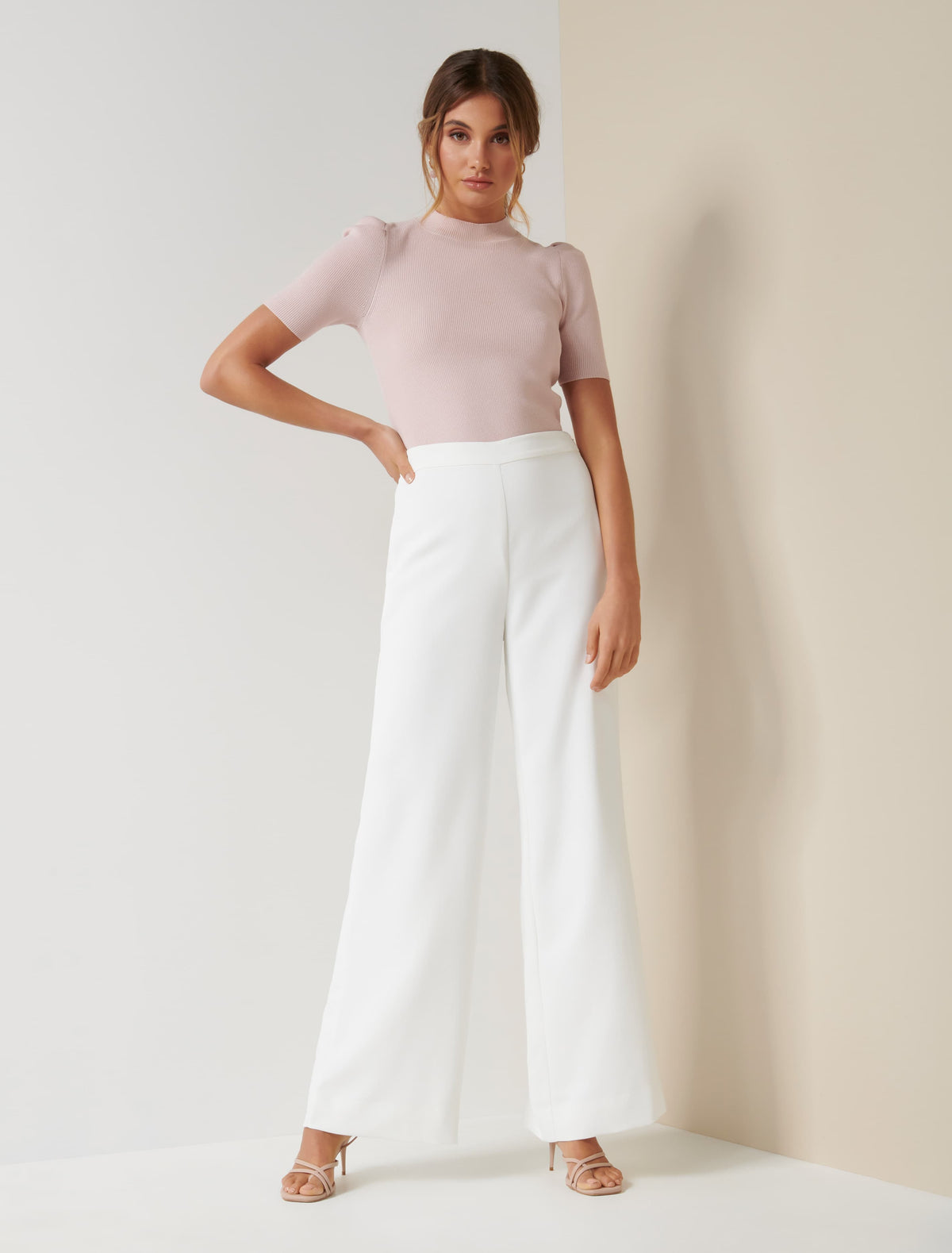Abigail Wide Leg Pant Porcelain