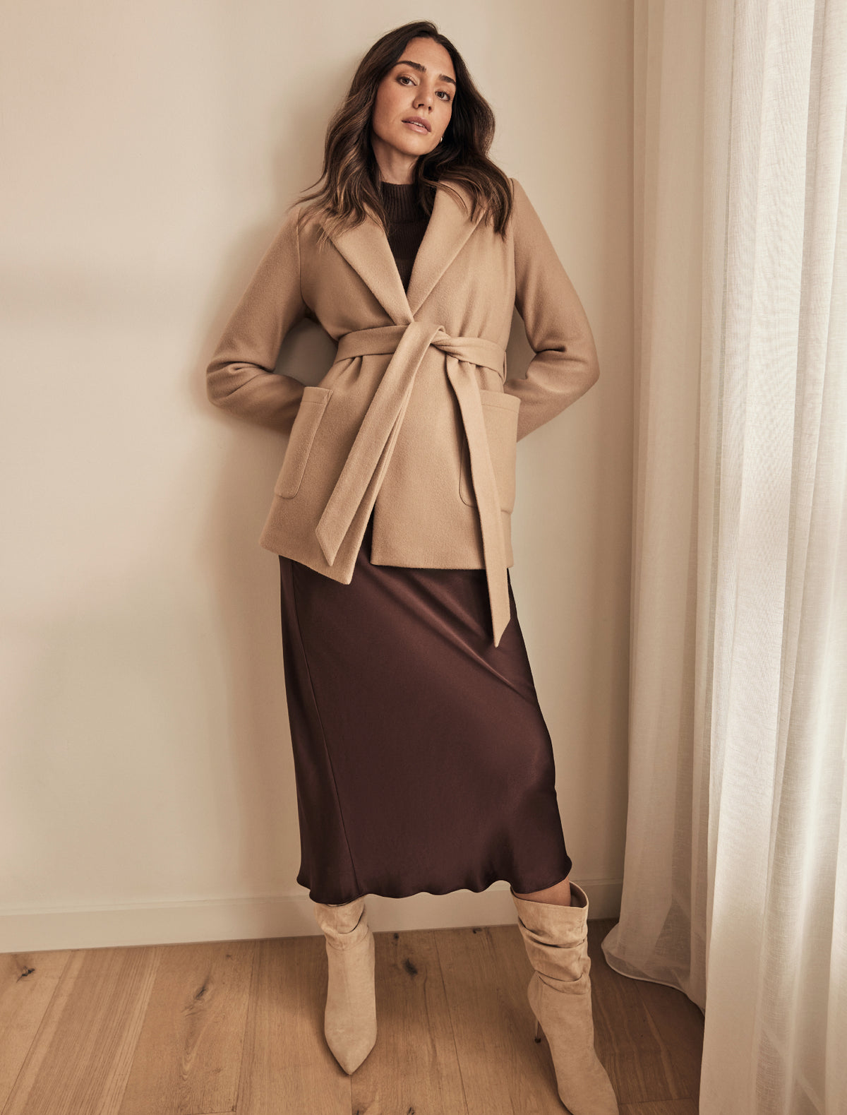 Portia Bias Midi Skirt Chocolate