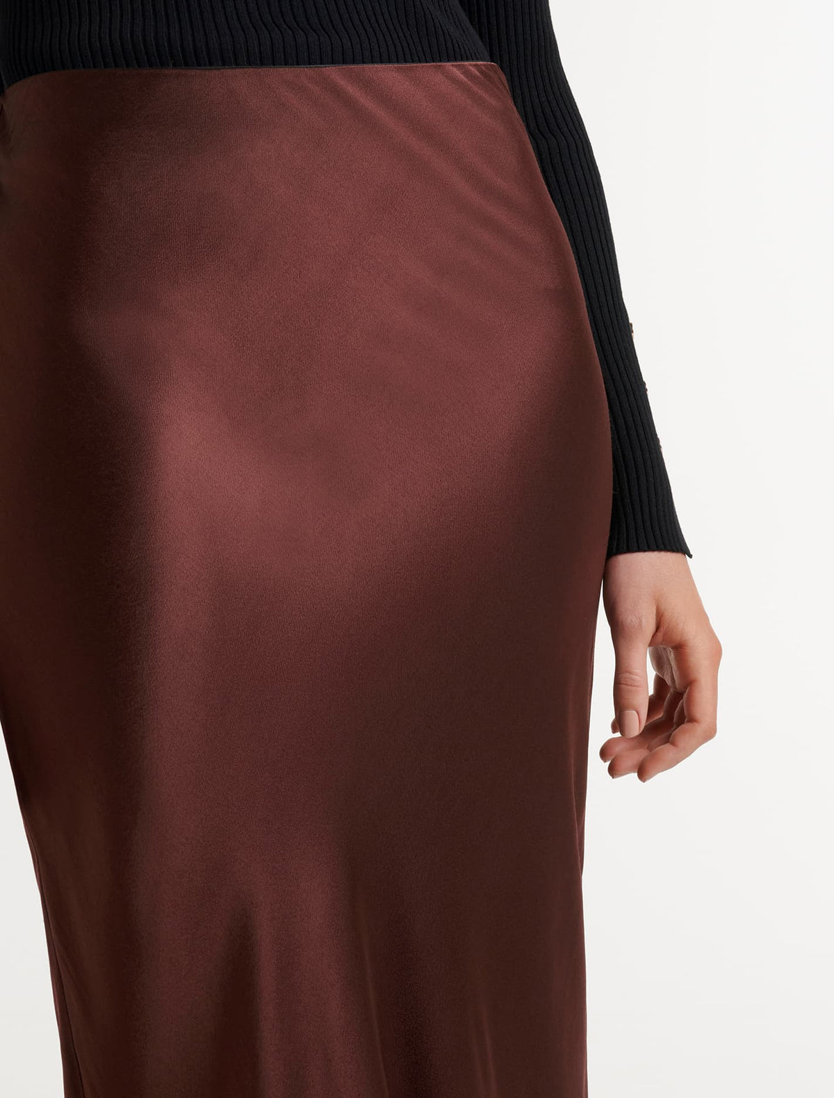 Portia Bias Midi Skirt Chocolate