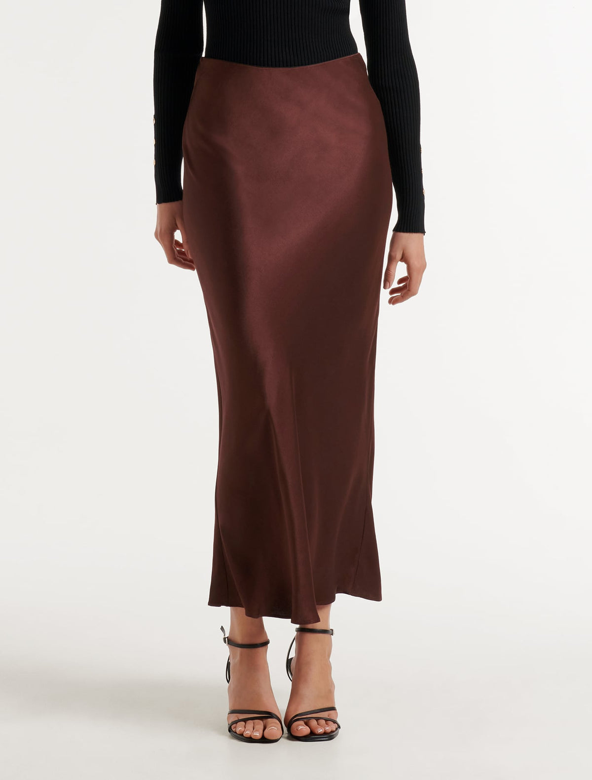 Portia Bias Midi Skirt Chocolate