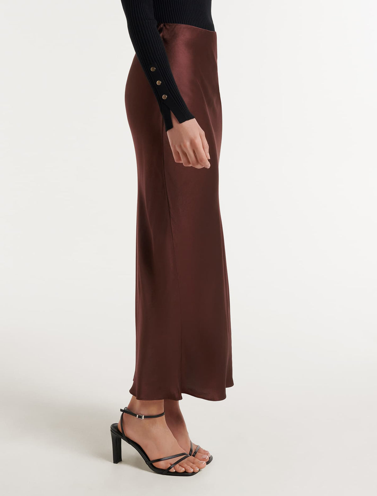 Portia Bias Midi Skirt Chocolate