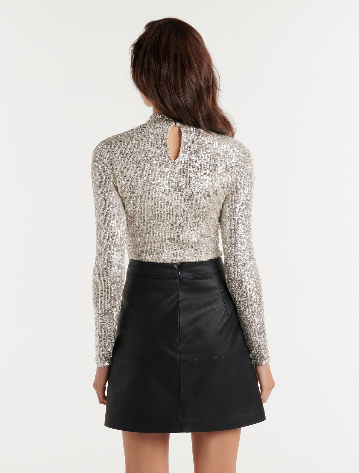 Sierra Sequin Turtleneck Top Champagne