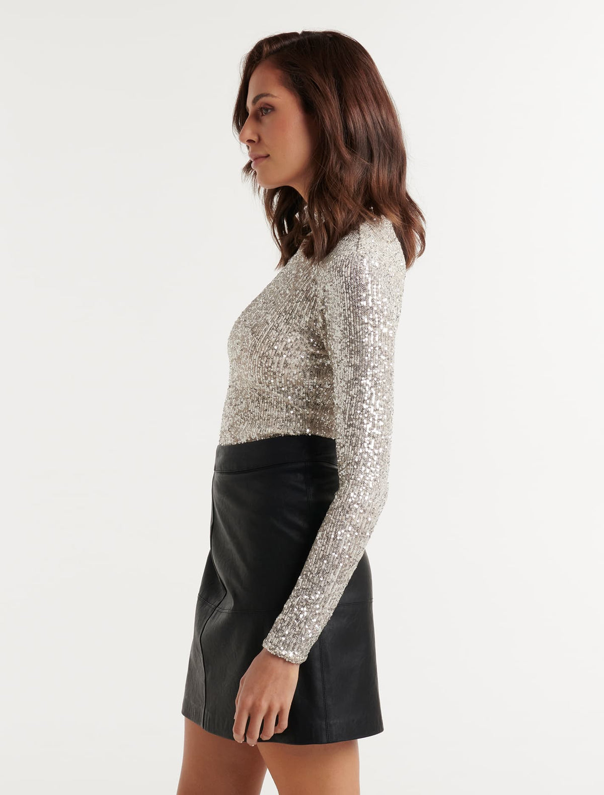 Sierra Sequin Turtleneck Top Champagne