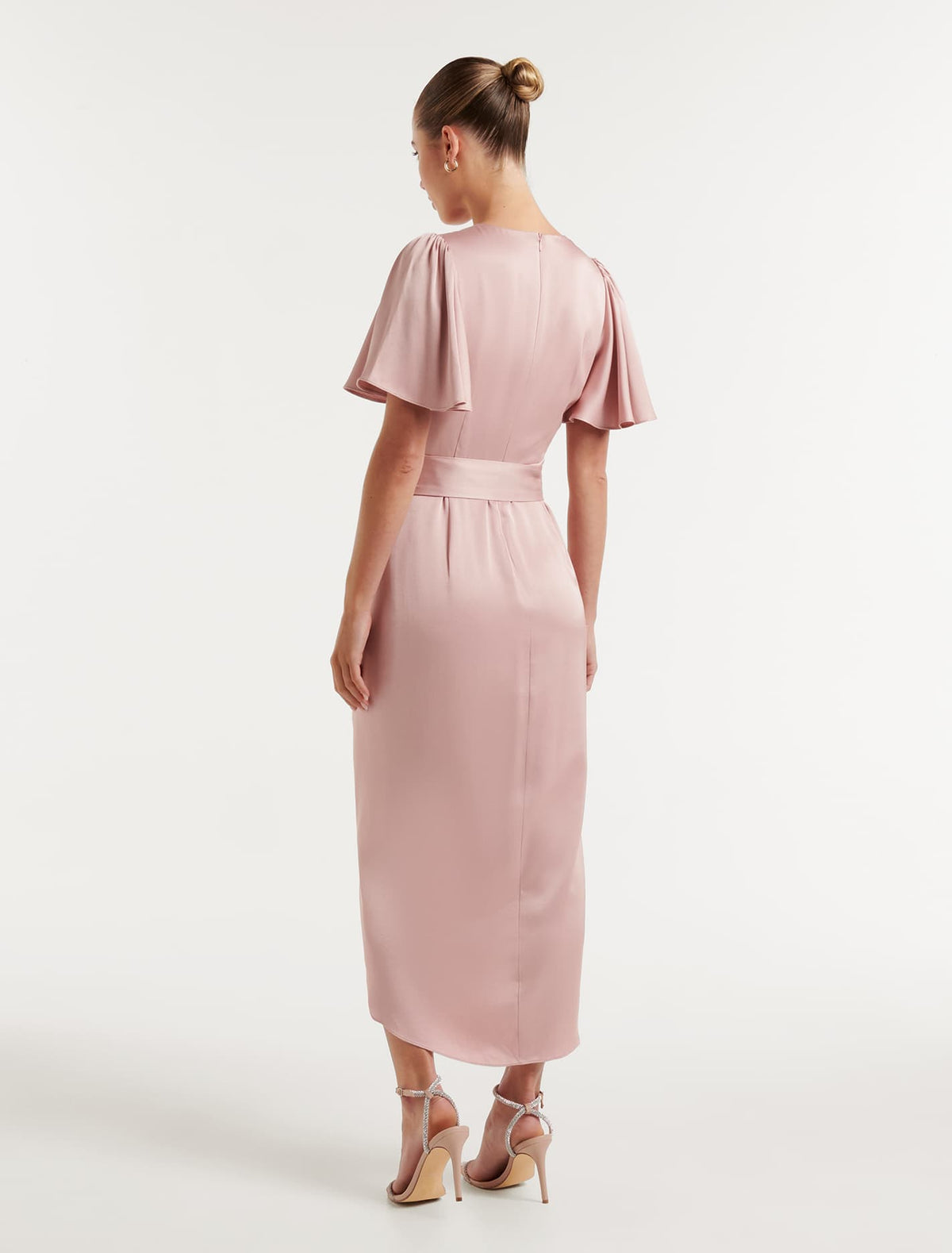 Carolina Satin Midi Dress Blush