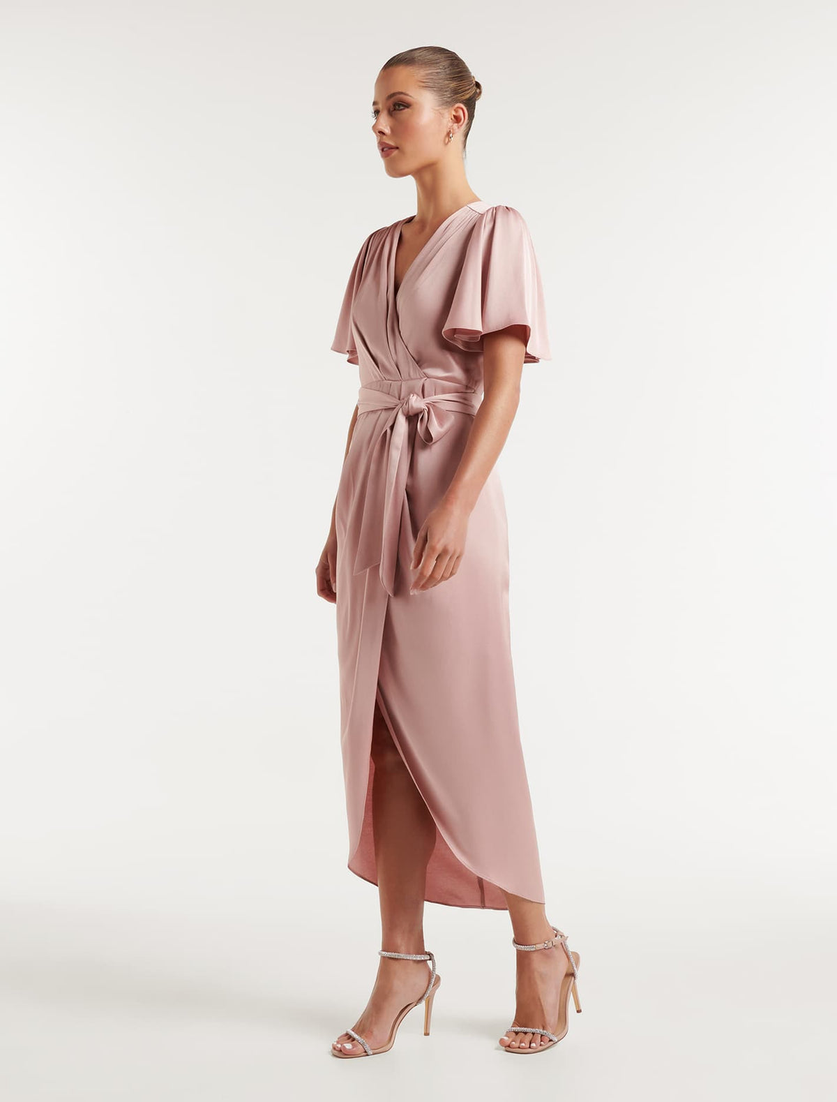 Carolina Satin Midi Dress Blush