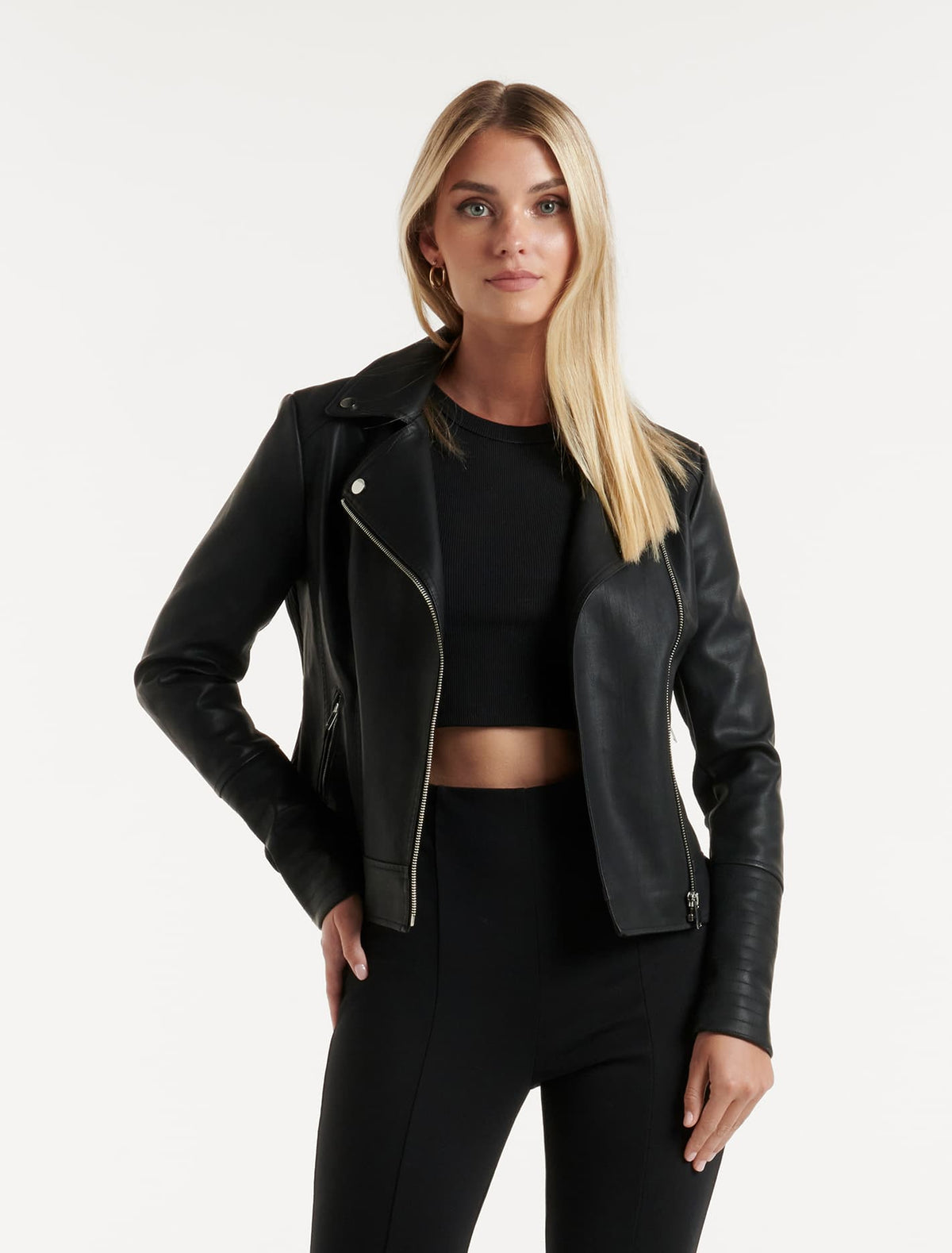 Heidi PU Biker Jacket Black
