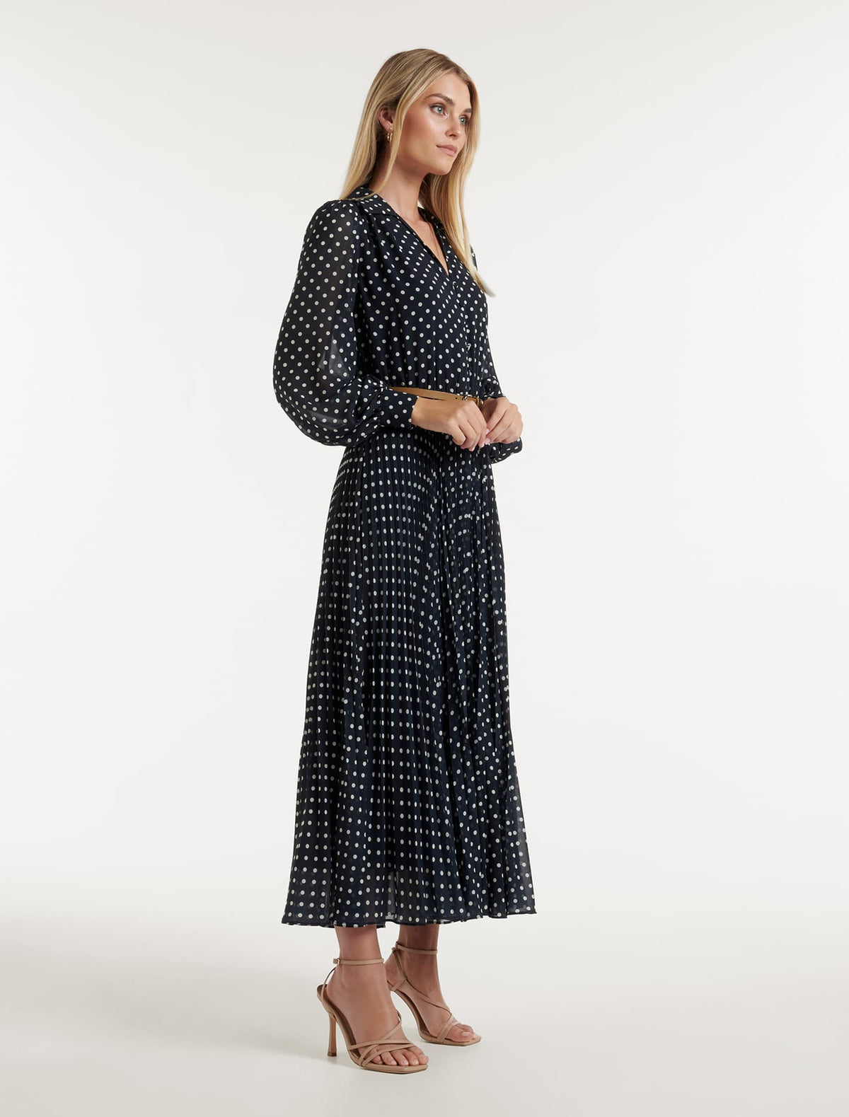 Antonella Pleated Shirt Midi Dress Canterbury Spot