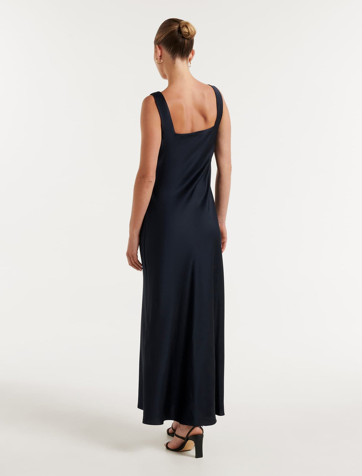Winnie Square Neck Ruched Midi Dress Navy