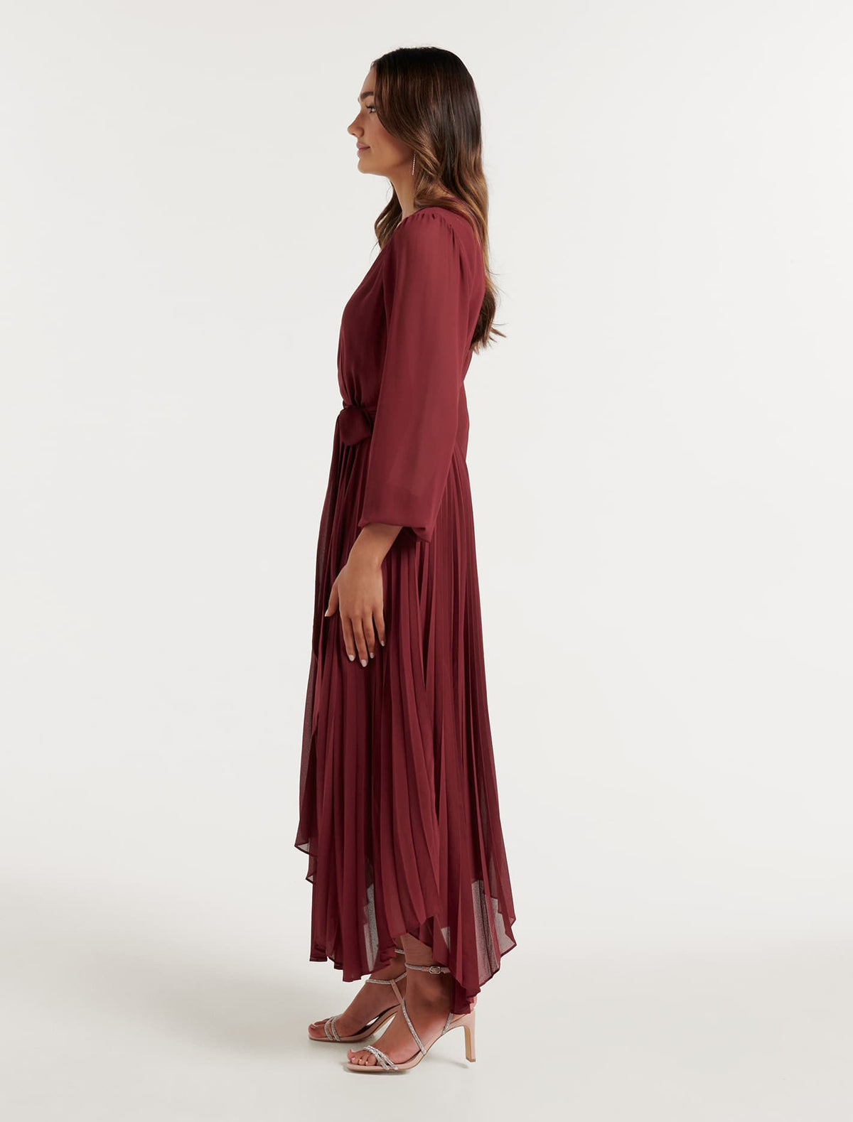 Blaire Petite Pleated Midi Dress Poached Pear