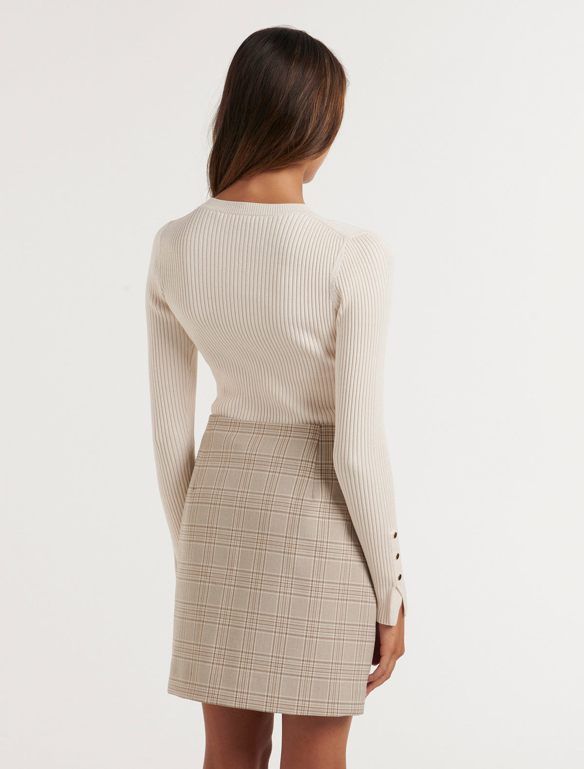 Selma Petite Rib Layering Knit Top Cream