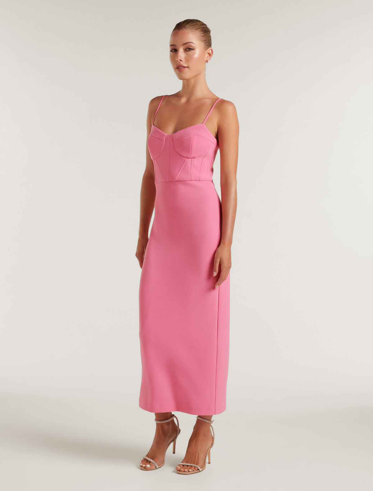 Elsa Corset Bodycon Midi Carnation Pink
