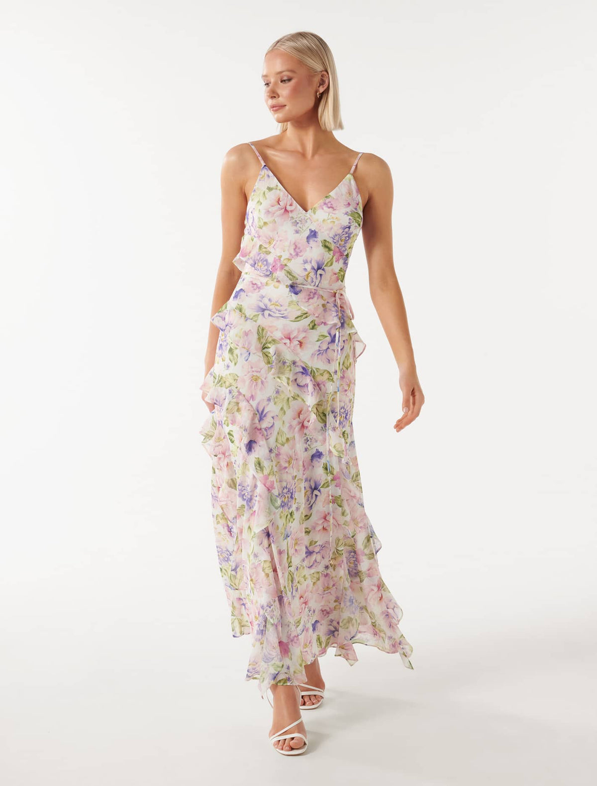 Poppy Ruffle Gown Lilac Colvin Floral