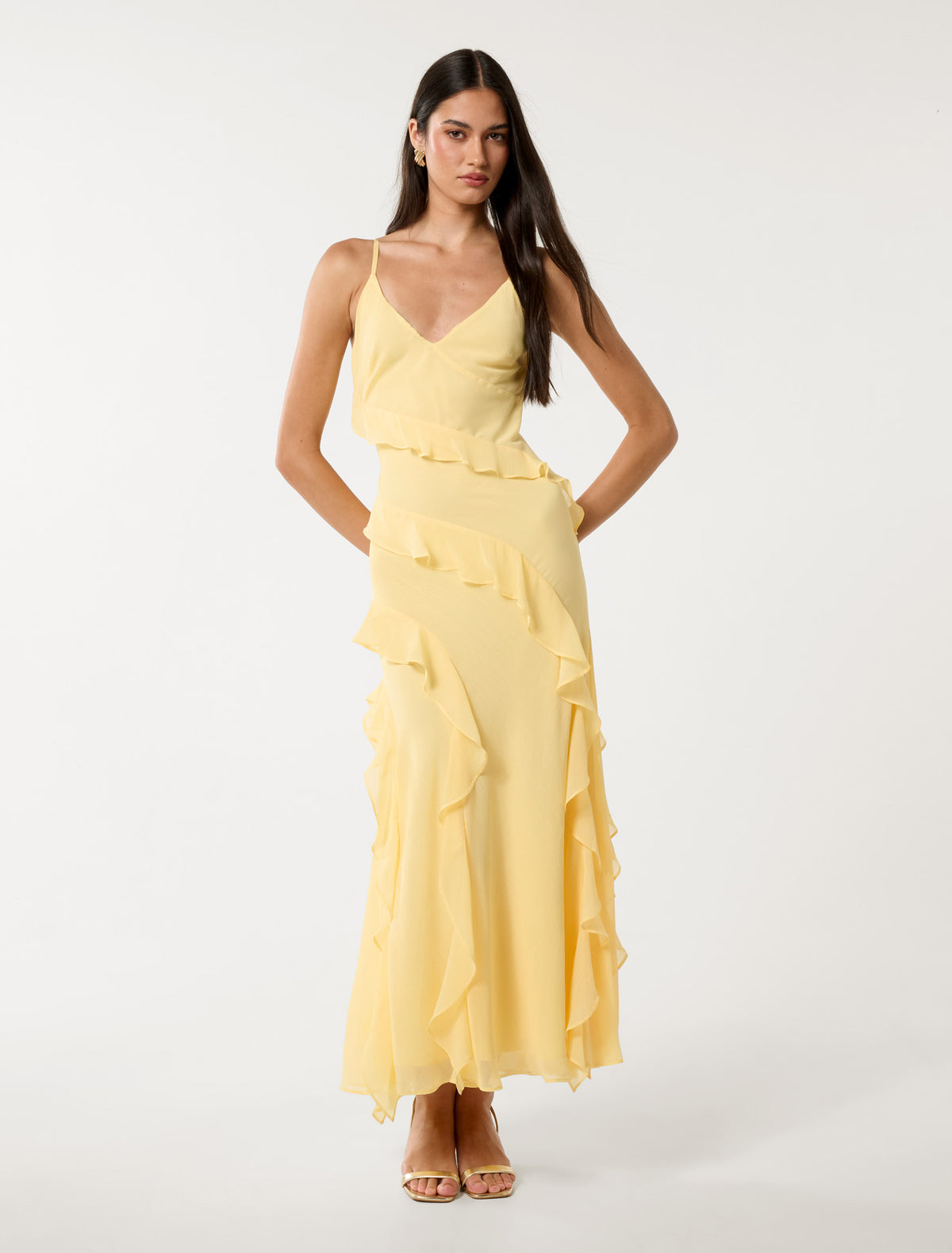 Poppy Ruffle Gown Pale Banana