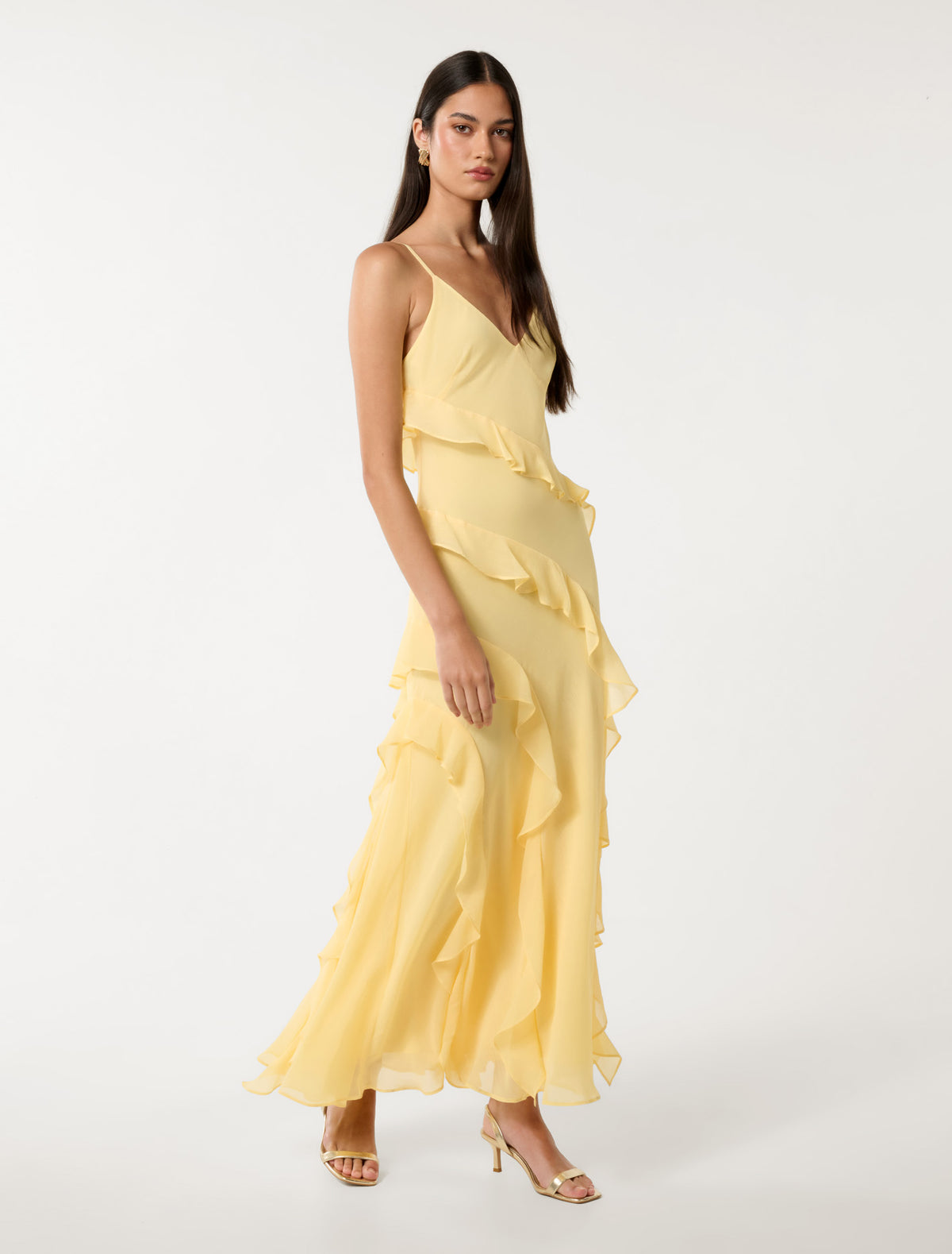 Poppy Ruffle Gown Pale Banana