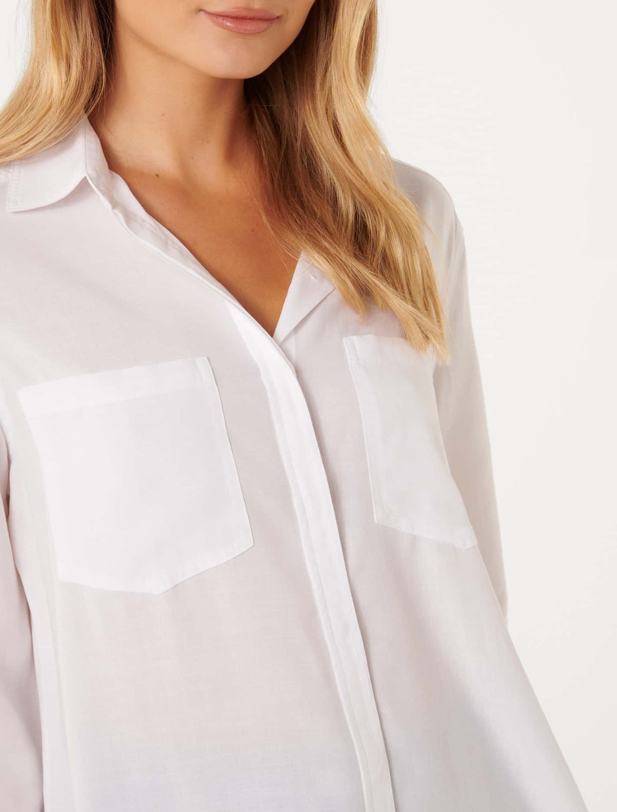 Abigail Long-Sleeve Denim Blouse White