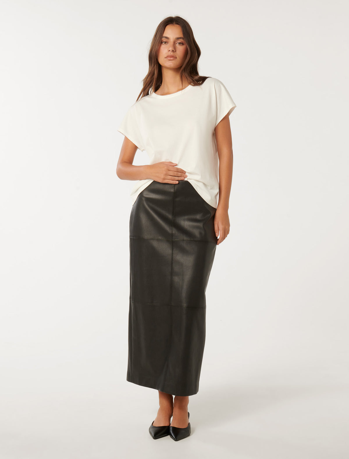 Billie Vegan Leather Maxi Skirt Black